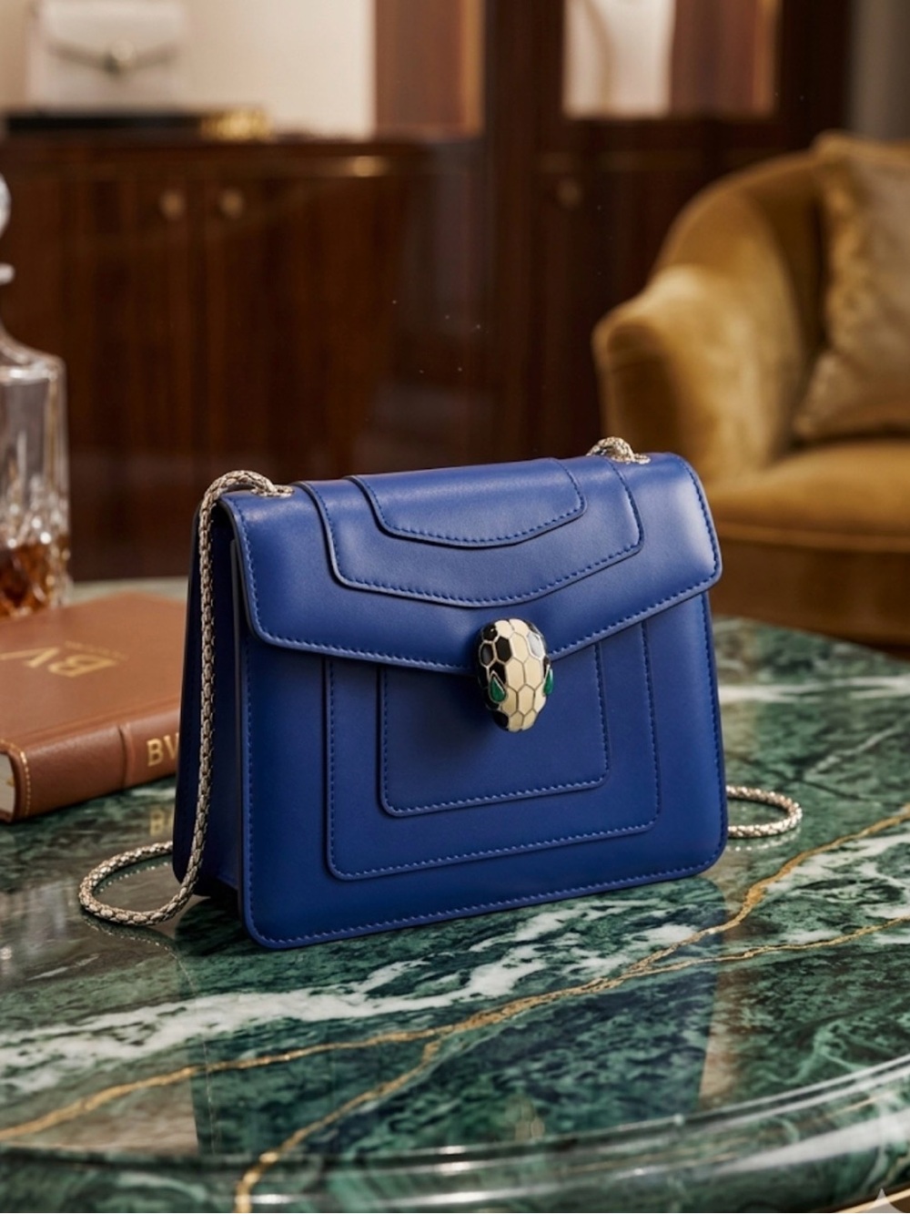 BVLGARI Serpentini Forever Blue Bag EXCELLENT